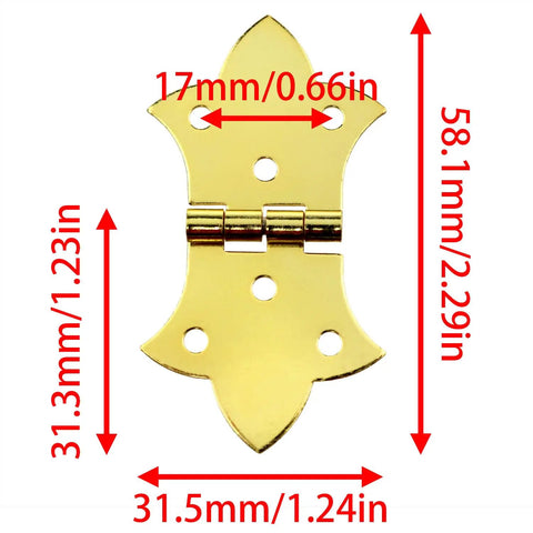 Top Tier Gold Butterfly Cabinet Hinges Set Of 8 Vintage Electroplated Woodworking Clasps That Bring Major Dope Style To Any Custom DIY Craft Build Or Keepsake Box, 58.1x31.5mm