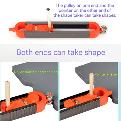 Slick Contour Gauge Scribe Tool With Lock For Woodworking Profile Copying Ruler with pulley and pointer for shape transfer