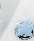 2pcs Silicone Star Bathtub Stopper for Bath Drain, Flat Cover in light blue on chrome drain, easy to use and install.