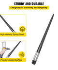 Beefed Up 39 Inch Hay Bale Spear with 3600 Pound Capacity Quick Attach showing black coated spring steel and powder-coated surface