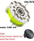 Trimmer Line Replacement Spool Kit Fits WG168 WG184 WG190 WG191 Auto Feed 20ft 0.080 Inch Refills With WA0037 Cap Covers