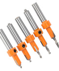 Five Piece Countersink Drill Bit Set With YG8 Alloy Cutter Heads, 2.8 To 4mm Drill Diameter, Oxidation Spray Treatment For Longer Life
