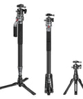 Carbon Fiber Camera Monopod With One Touch Height Adjustment And 5kg Payload Ball Head 65.6 Inch Reach, side and back view