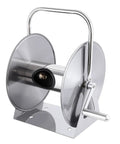 Heavy Duty Wall Mounted Hose Reel With Dual Wheel Smooth Winding And Ergonomic Crank, 6.5 Foot Leader Pipe, Durable Metal Outdoor Water Storage Organizer For 5/8 Inch By 75 Ft Or 1/2 Inch By 130 Ft, Tangle Free And Kink Free, Silver Finish