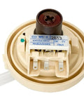 6501EA1001C Real Time Water Level Sensor Switch For Washing Machines High Precision Durable Component No Fuss Easy Install Real Time Monitoring During Wash Rinse And Drain Cycles For Top Notch Water Control And Long Lasting Performance., front view of beige plastic washing machine water level sensor switch with 3 terminals