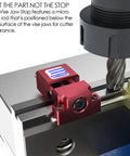 Premium Industrial Milling Vise Jaw Stop With Hardcore Hardened Work Pin Slick Side To Side Adjustment For Cnc And Manual Mills Clean Cutter Clearance Guaranteed Legit with micro stop rod for cutter clearance.