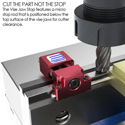 Premium Industrial Milling Vise Jaw Stop With Hardcore Hardened Work Pin Slick Side To Side Adjustment For Cnc And Manual Mills Clean Cutter Clearance Guaranteed Legit with micro stop rod for cutter clearance.