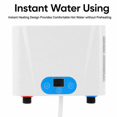 Instant Hot Water Heater Tankless 5.5Kw Electric On Demand Unit Featuring Touchscreen Control And Rust Proof Stainless Steel Body delivering instant heat with user-friendly interface.