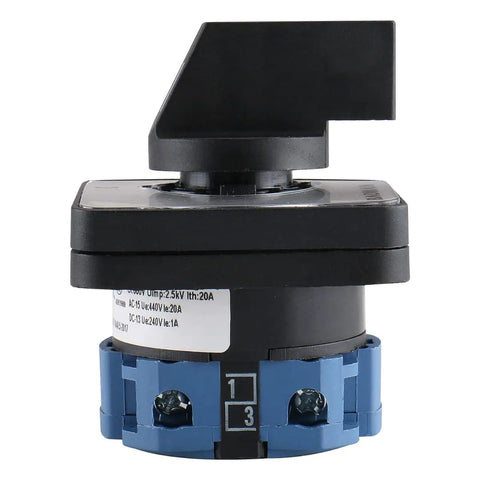 Side view of Heavy Duty 20A 660V Rotary Cam Changeover Switch, 2-Position 4-Terminal SZW26-20/C02.1 with 45-degree indexing