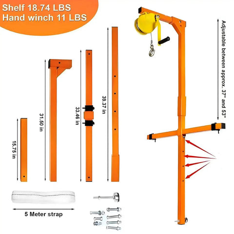 Heavy Duty Air Conditioner Lift Crane With Bulletproof Stainless Frame And Smooth 50 Ft Cable Plus Reliable Hand Winch For No Sweat Mini Split Heat Pump Roof Mounting Jobs
