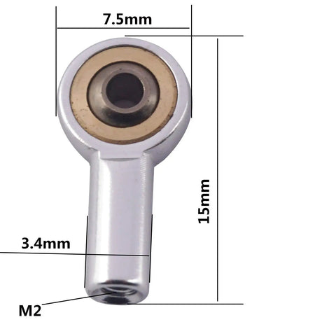 Aluminum M2 Tie Rod End Ball Joint Link Ball Head Holder 2mm Steering Linkage For HSP Tamiya Mini 4WD RC Cars Boats Planes Trucks And Crawlers 10 Pack Durable Lightweight High Precision Upgrade Parts, 15mm x 7.5mm