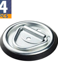 Heavy Duty D Ring Tie Down Anchors Four Inch Flush Surface Mount Hardware Four Pack For Trailers Trucks And Pickup Campers Hella Tough With Two Thousand Lbs Breaking Strength Secure Your Rig Solid Now, close-up of a single anchor.