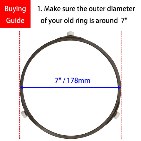 Microwave Glass Turntable Support Ring With Wheels 7 Inch Outer Diameter 6.5 Inch Inner Diameter Wheel Height 0.55 Inch 0.24 Inch Width SPS Plastic High Temp Wear Resistant Antistatic Flame Retardant 2 Pack