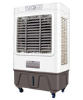 Heavy Duty Portable Swamp Cooler With 750 Watt Motor And 23 Point 7 Gallon Tank, upright design with adjustable vents and wheels.