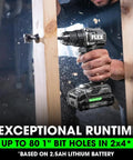 24V Brushless Cordless Drill Driver Kit With One Half Inch Chuck, 650 In Lbs Torque drilling wood