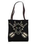 Black Boat Paddler Tote Bag for Dragon Boat Racing with dragon and paddles design, ideal for teams and fans, durable and water-ready