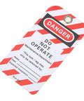 Warning tag from Six Hole Hasp Lockout Tagout Kit Nonconductive Thermoplastic Body With 1 Inch Shackle Safety Padlocks