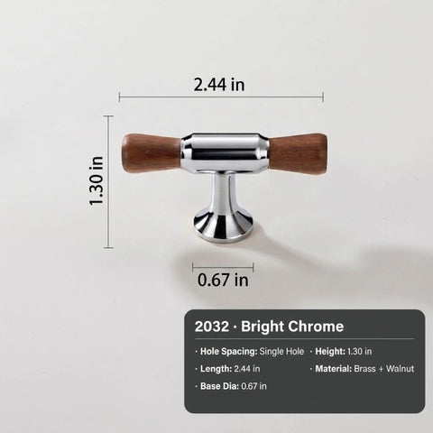Killer Combo Solid Brass And Dark Walnut Wood T Bar Cabinet Knobs With Hefty Drawer Pulls For Modern Rustic Kitchen Cabinets And Bath Vanity Interior Hardware, 2.44 in length, brass and walnut material.