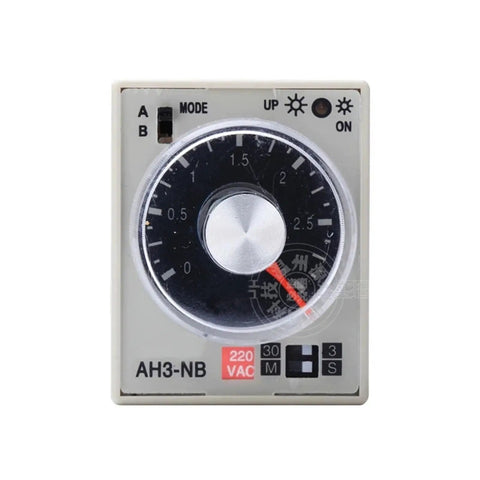 Multi Range 8 Pin Electric Timer Relay With Socket Base For 24V 110V 220V 380V Adjustable Delay And Quick Setup NA/NB/NC/NE/ND Series Plug And Play Ready Reliable Control Timer For Industrial Circuits, AH3-NB 220VAC dial
