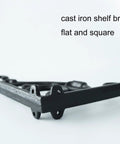 4 Pack Badass Cast Iron Shelf Brackets 11 By 7.5 Inch Antique Black side view showing flat and square design for wall mounting.