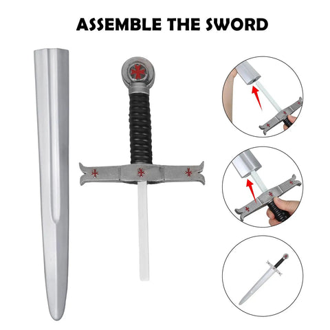 Foam Crusader Knight Sword Prop For LARP And Theatrical Cosplay, 17 Inch Medieval Sword assembly instructions