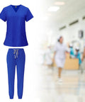 Womens Nurse Scrubs Set Royal Blue Top And Jogger Pants Machine Washable Workwear For Spa Beauty Clinics Pet Grooming And Healthcare Pros Easy Care XL