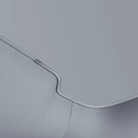 Tesla Model Y Roof Sunshade Full Blackout With Graphene Enhanced UV Coating And Silver Reflective Layer detail view of gray fabric