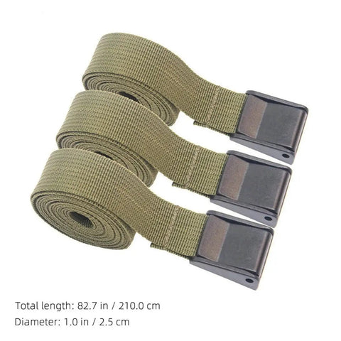 Image of 3 Pack Cargo Lashing Straps Set for Camping and Travel, olive green cam buckle tie-downs, wide and durable.