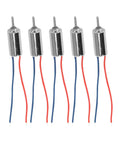 1 To 48 Scale Micro Coreless DC Motors 5 Pack 4.5V High Speed 32250 RPM For Model Aircraft And Electronic Toys Quiet Low Noise Mini Size Easy Install For RC Planes And Hobby Projects Plug And Play, five silver micro motors with red and blue wires