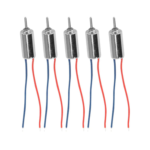 1 To 48 Scale Micro Coreless DC Motors 5 Pack 4.5V High Speed 32250 RPM For Model Aircraft And Electronic Toys Quiet Low Noise Mini Size Easy Install For RC Planes And Hobby Projects Plug And Play, five silver micro motors with red and blue wires