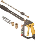 High Power Pressure Washer Gun With Adjustable Pressure, Extension Wand, Quick Connect, 5 Nozzle Tips, 2 Adapters, 10 O Rings, 5000 PSI