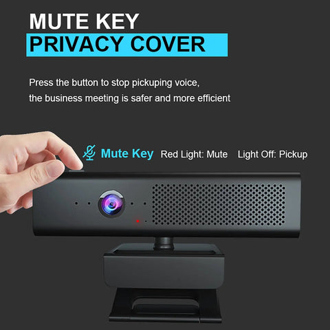 Hella Sharp 1080P Hd Webcam With Zero Fuss Setup And Pro Level Quad Mic Array showing mute key and privacy cover.
