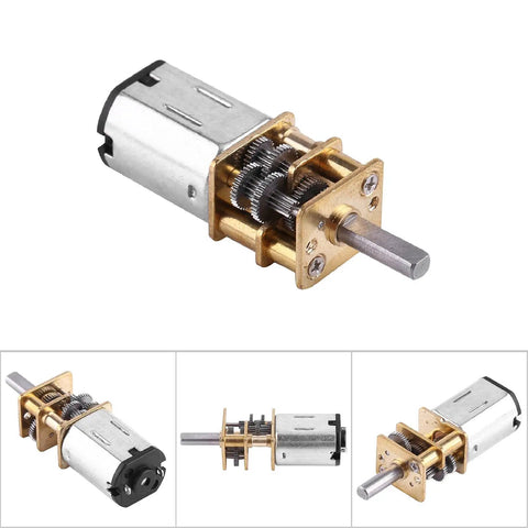 High Torque Full Metal Gears DC Gear Motor, 6V 3 Speed Reduction Box with visible metal gearbox and output shaft.