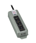 Rugged Four Outlet Heavy Duty Power Strip With Metal Housing Mountable For Wall Or Under Desk Use 6Ft Cord On Off Switch Cover Industrial Garage Workshop Grade UL603CB-6 product image
