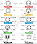 Diagram of 2 to 6 pin male and female connectors for Waterproof Ebike Cable Extension Kit With Male And Female Two To Six Pin Connectors for Display, Throttle And PAS, Durable Weatherproof Plug Pair For Easy DIY Electric Bike Modding.
