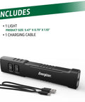 1200SL-R Flat Rechargeable LED Flashlight for EDC and Tac Use with USB-C cable included, showing size and features.