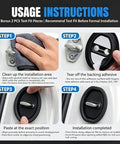 Usage instructions for Tough As Nails Silicone Car Door Lock Cover For Nissan Pathfinder 2022 To 2026, featuring 4 installation steps.