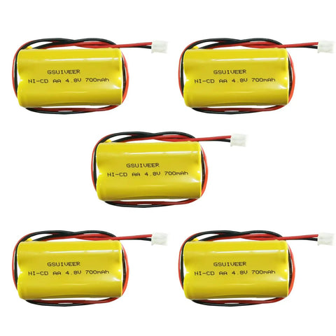 Emergency Exit Light Battery Replacement Kit DIY Friendly Install Ni-Cd 4.8V 700mAh 5 Pack for Emerlight and At-Lite