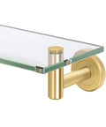 Close-up of Latitude II 20-Inch Glass Bathroom Shelf Wall Mounted In Brushed Brass - Sleek, Sturdy Organizer For Modern Bathrooms