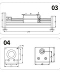 Detailed technical drawing of DIY CNC Router Linear Bearing And Rail Kit With SFU1204 Ballscrew 1605 C7, dimensions labeled.