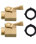 2 Pack Solid Brass Garden Hose Shut Off Valves 3/4 Inch With Extra Washers Gate Style Valve