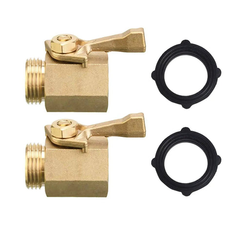 2 Pack Solid Brass Garden Hose Shut Off Valves 3/4 Inch With Extra Washers Gate Style Valve