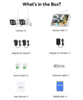 Wireless Security Camera System With 10 Inch LCD Monitor, 2 Outdoor 3MP Bullet Cameras, Metal Shell, 500GB HDD components