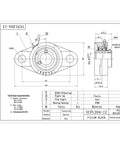 Technical drawing of Beefy Pack Of 2 Flange Mounted Pillow Block Bearings UCFL204-12 Self Aligning Chrome Steel AISI 52100.