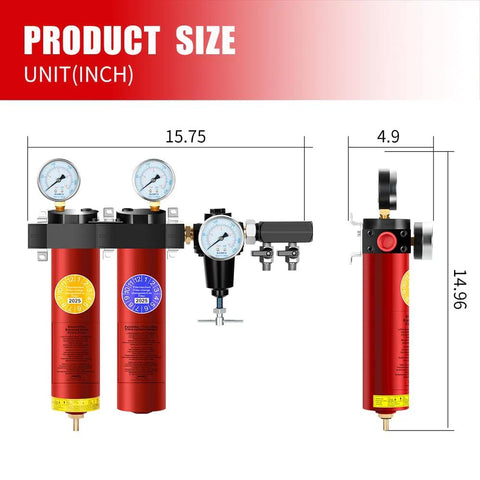 Two Stage Pro Filtration System With Built In Regulator For Clean Compressed Air NANPU ZP R Includes Sintered And Fine Filters