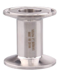 Front view of stainless steel sanitary tri-clamp adapter, 1.5 in tri-clamp, 1 in tube OD, Made in China.