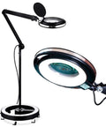 Hands Free Magnifying Floor Lamp With Dimmable LED Light, 5 Diopter Lens, Six Wheel Rolling Stand, shown close-up