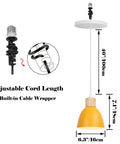 Kiven Instant Light Conversion Kit for 4/5/6inch Hole,Metal Farmhouse Lighting with adjustable cord, yellow 6.3" pendant light.