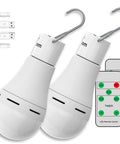 Usb Rechargeable Led Light Bulbs With Remote Control Four Lighting Modes And Timer Settings 15/30/60/240 Minutes 1200mAh Battery Portable Tent And Home Emergency Lights For Camping Pack Of 2 with hooks and USB cables