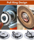 Job Ready Drop In Quick Change Angle Grinder Flange Lock Nuts showing pull ring design and 5/8-11 inch thread grip for easy disc swaps.